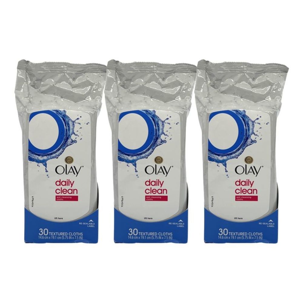 Olay Daily Clean Wet Cleansing Cloths 30 Texture (Pack of 3)